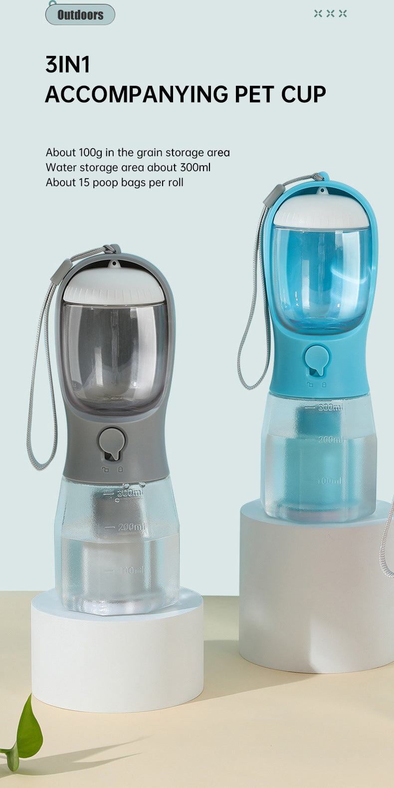 QVL 3-in-1 Pet Travel Bottle