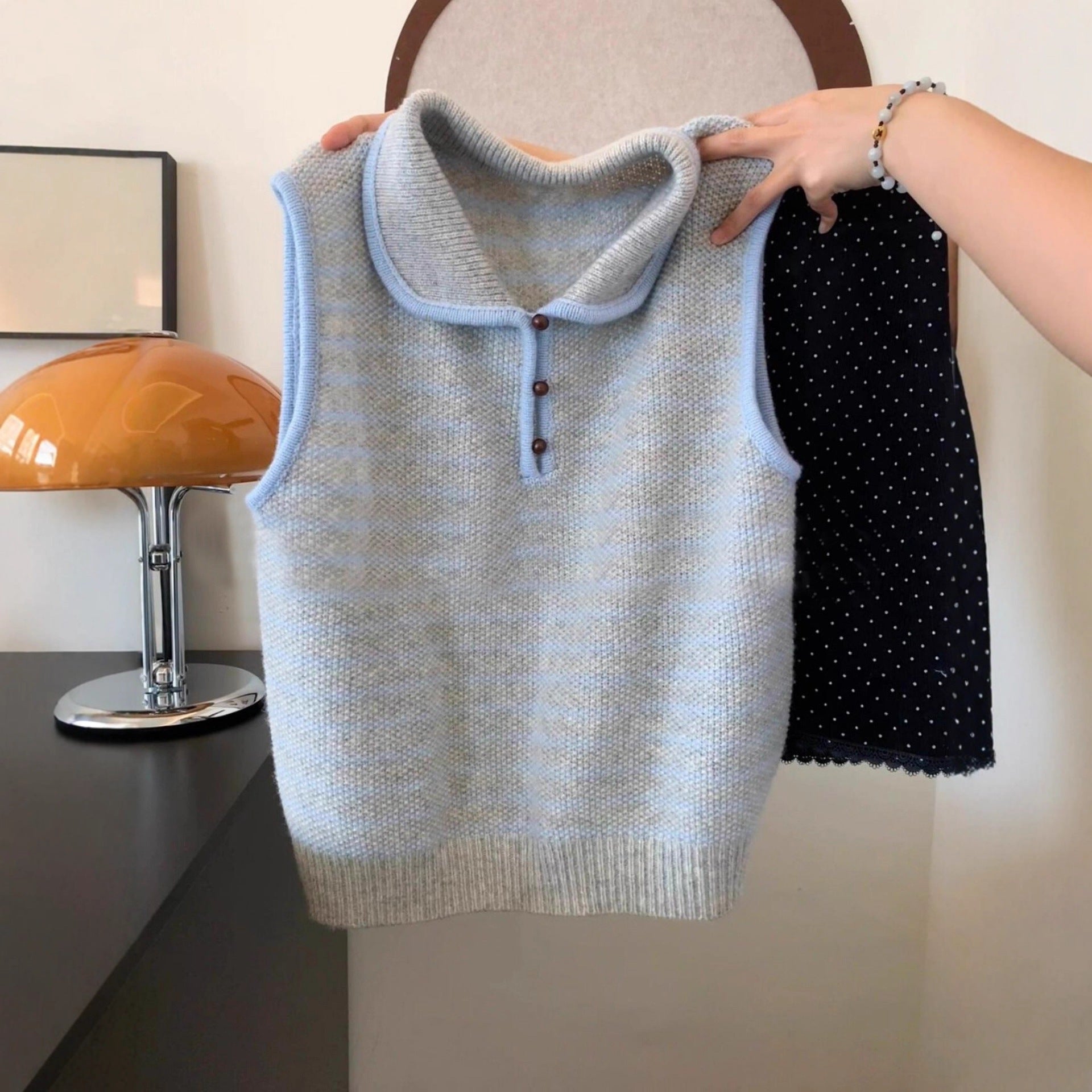 QVL Striped Knit Polo Top