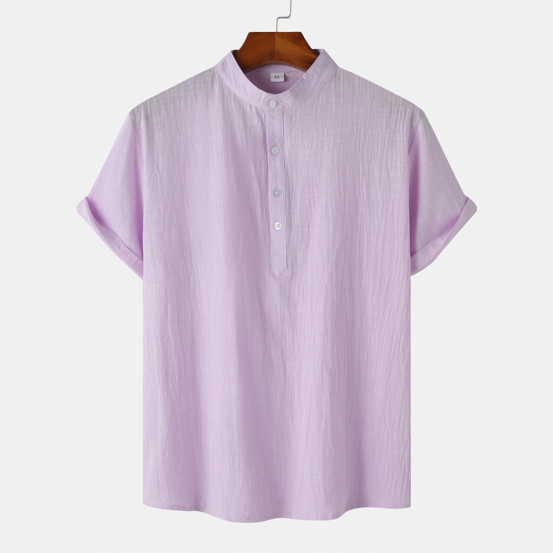 QVL Men's Cotton-Linen Collar Shirt