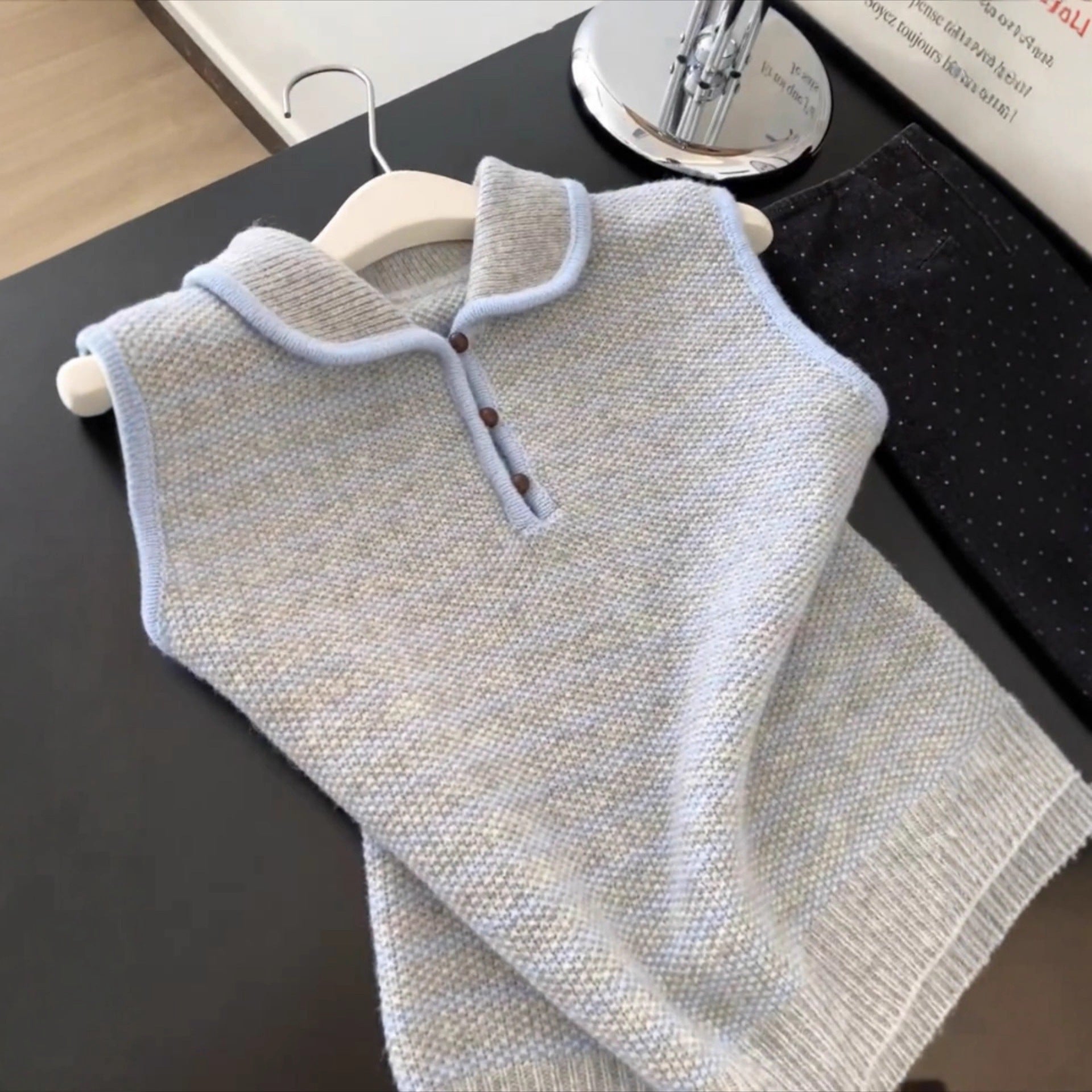 QVL Striped Knit Polo Top