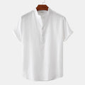 QVL Men's Cotton-Linen Collar Shirt