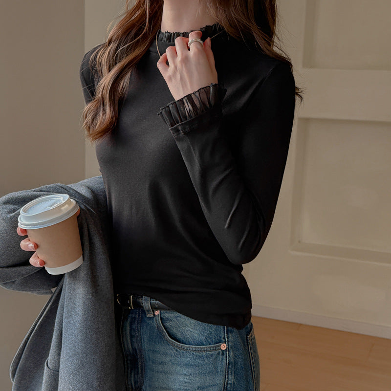 QVL Women's Lace-Trim Layering Top